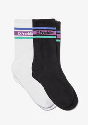 DF 3 Stripes Socks 2 Pack Pastel Black-White