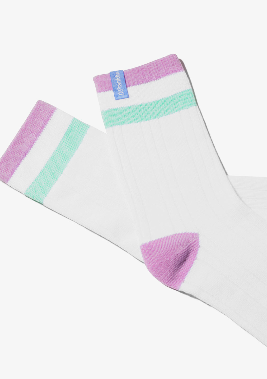 Retro 3 Stripes Cuff Socks 2 Pack Mint-White