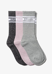 DF 3 Stripes Socks 3 Pack Glitter