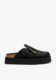 Vibe Sandals Clog Platform Suede Black