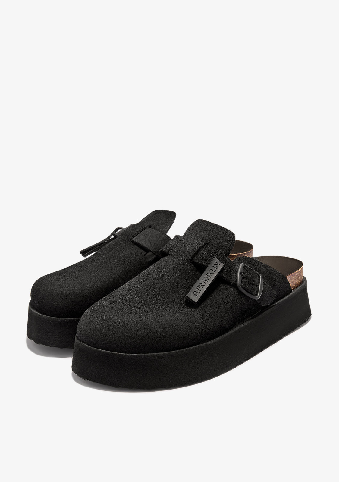 Vibe Sandals Clog Platform Suede Black