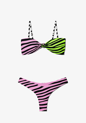 Maui Top Zebra Pink / Lime + Fiji Bottom Zebra Pink Bikini