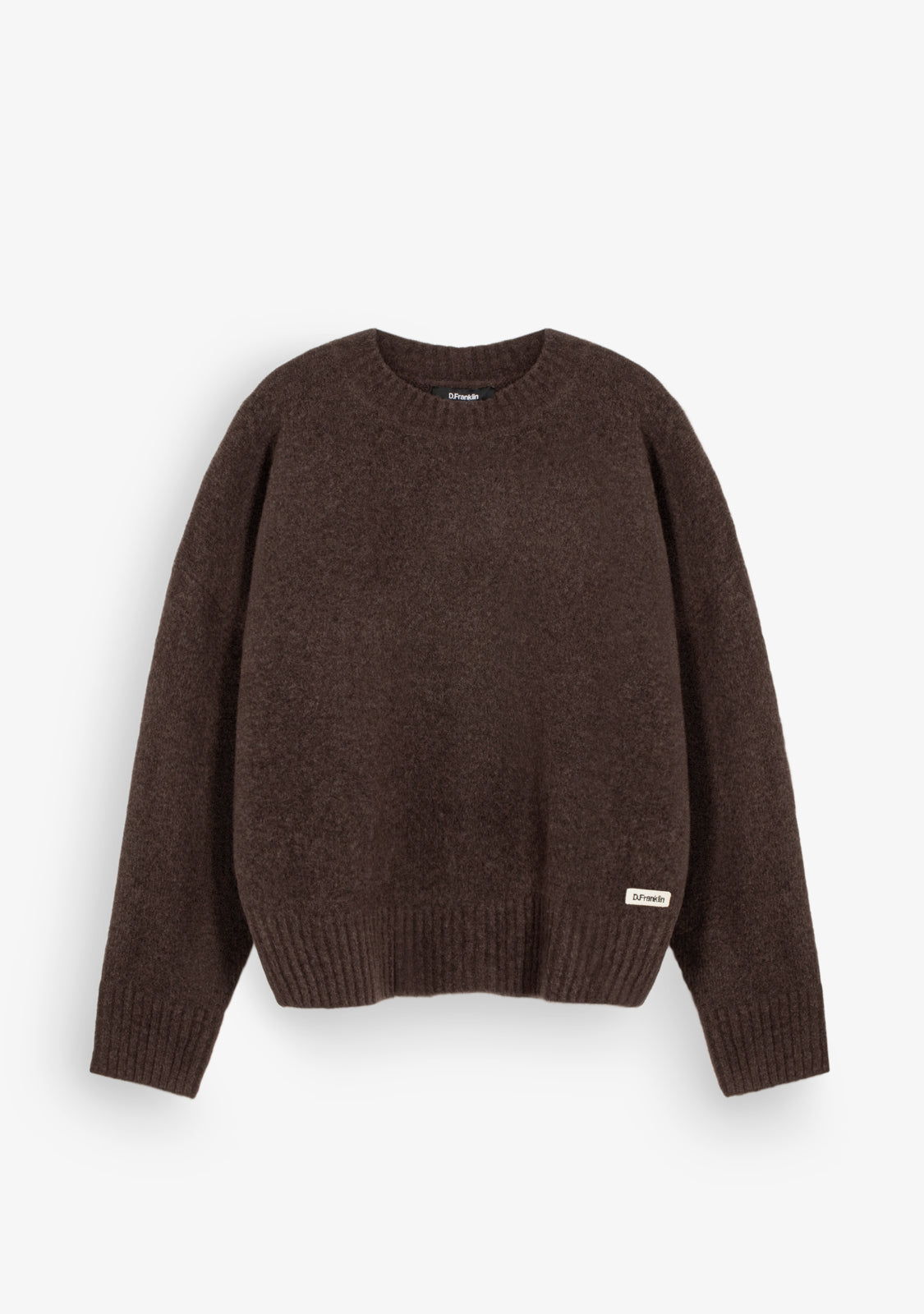 Brown Relaxed Crew Neck Knit Pullover