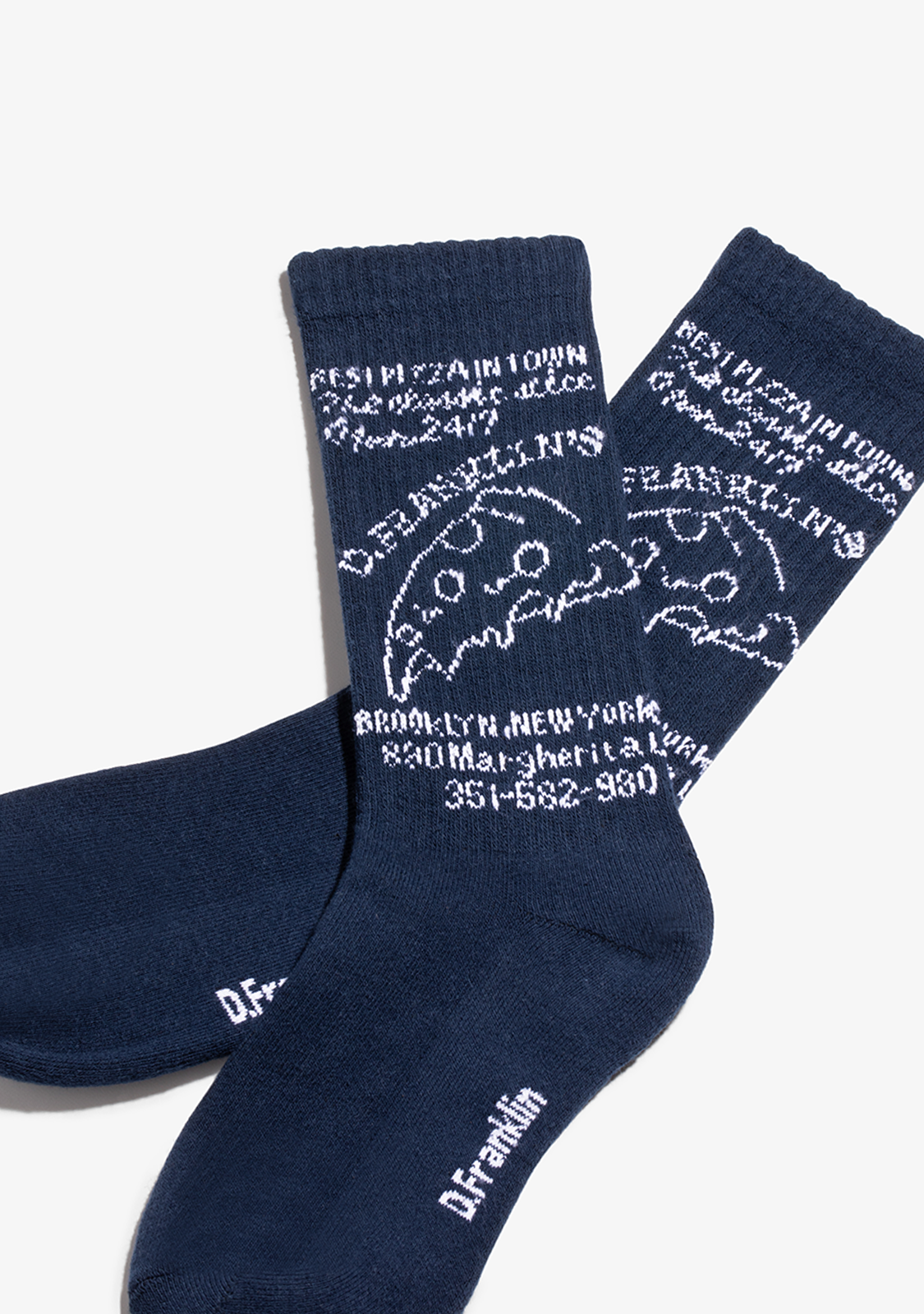Pizza Socks 2 Pack White-Navy