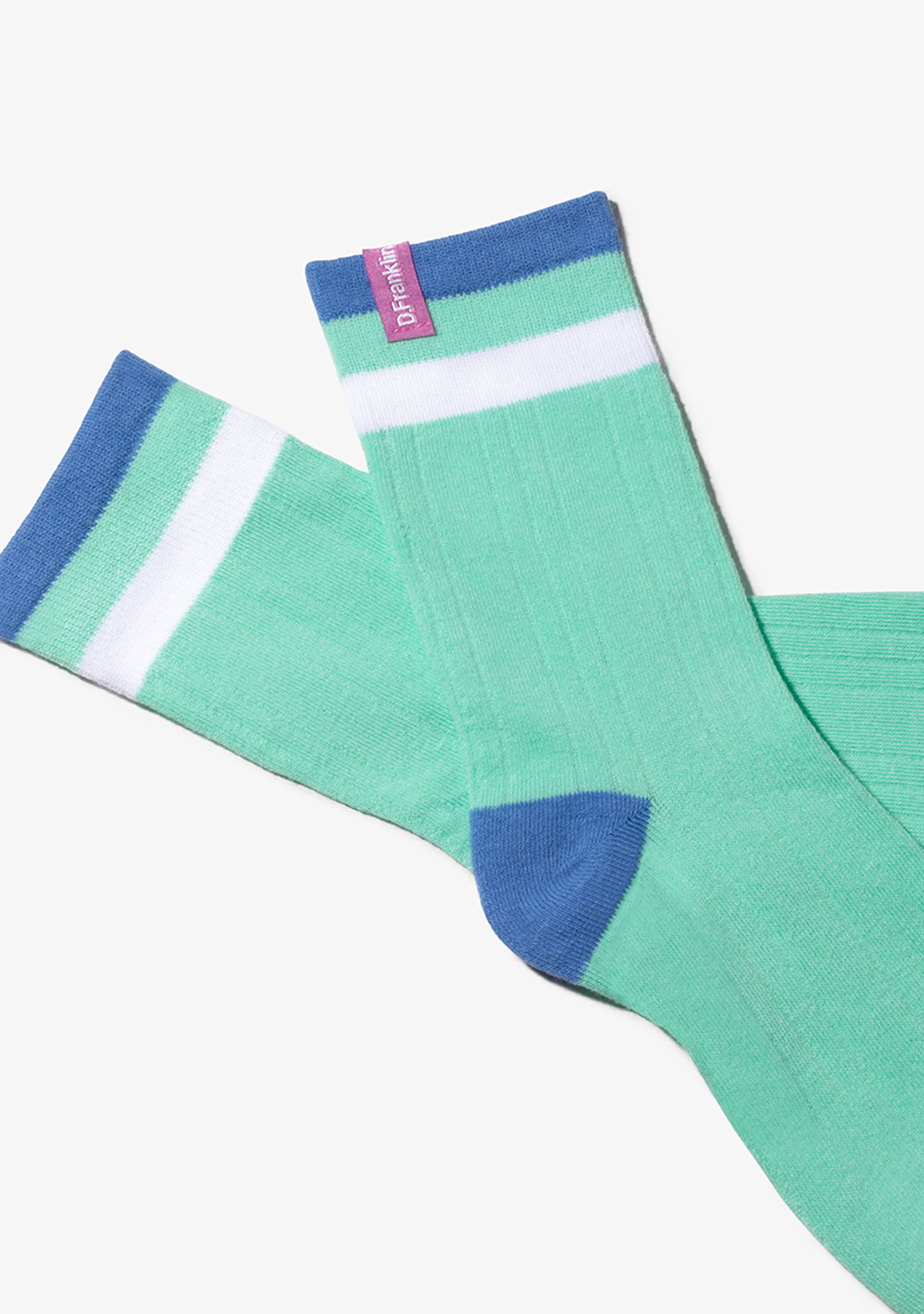 Retro 3 Stripes Cuff Socks 2 Pack Mint-White