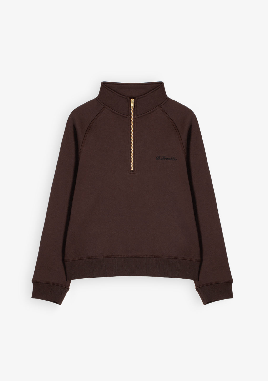 Half-Zip Woman Brown Sweatshirt