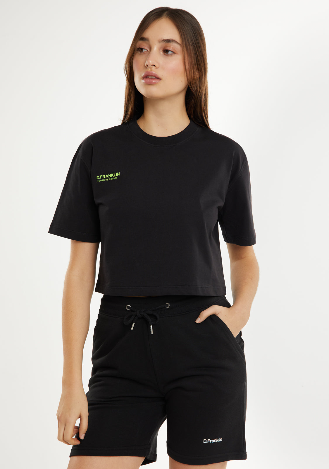 Nowhere Bound Cropped T-Shirt Black / Lime